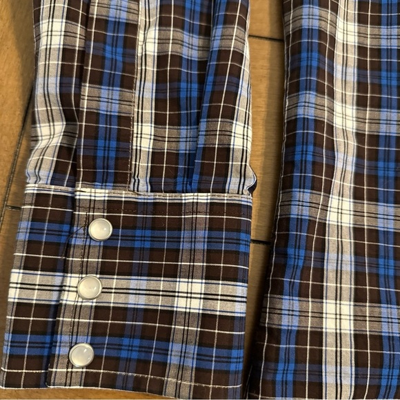 Wrangler Mens Shirt Size Medium Blue Plaid Pearl Snap Button Up Relaxed Western - Picture 5 of 14